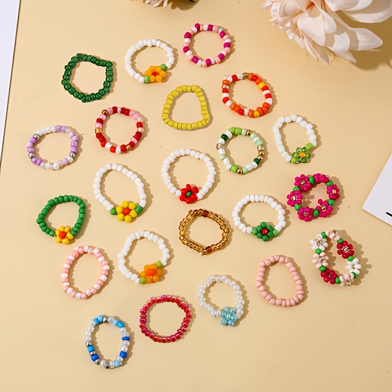 5pc Assorted Random Flower Rings Set